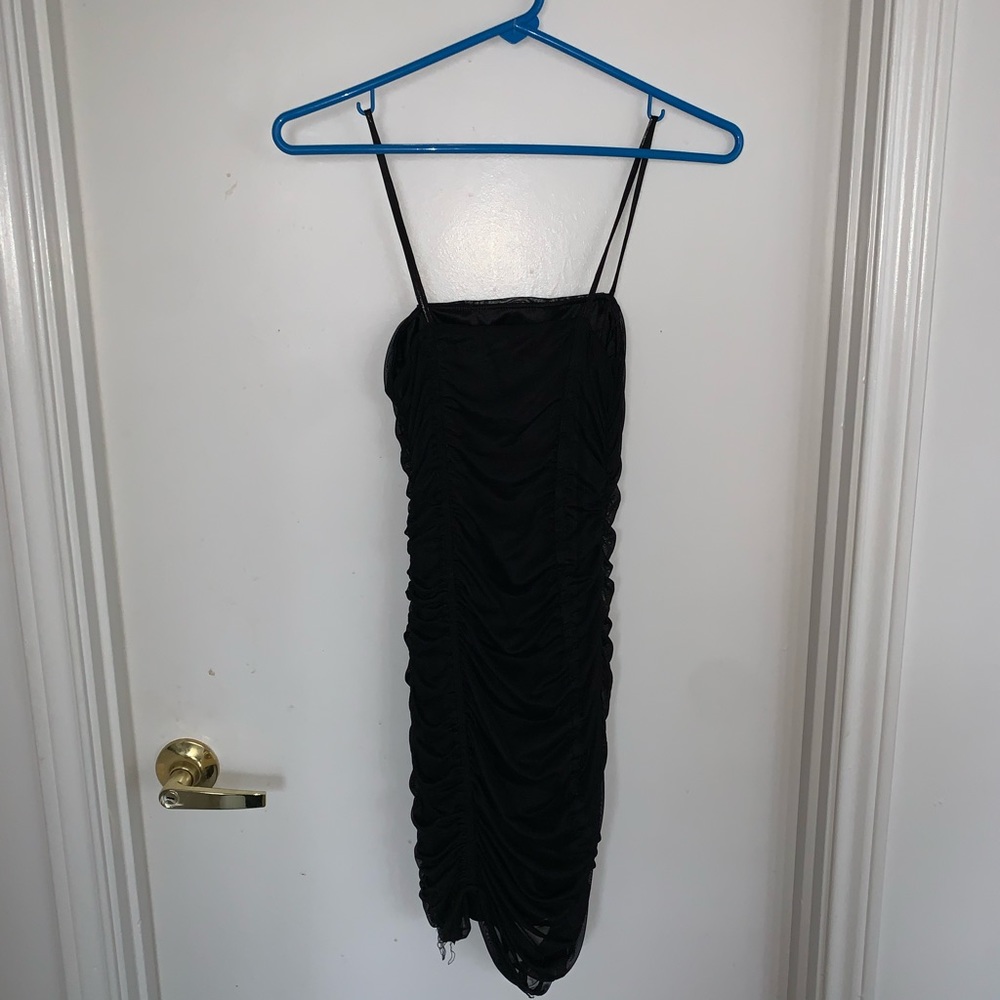 Urban Outfitters Black Mesh Square Neck Bodycon Dress